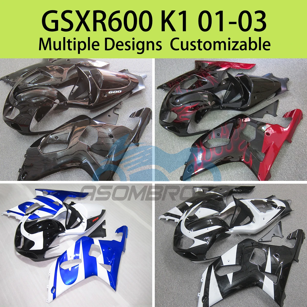 100% Подходящий Комплект Обтекателей GSXR600 GSXR750 01 02 03 Мотоциклетные Индивидуальные Обтекатели для SUZUKI GSXR 600 750 K1 2001 2002 2003