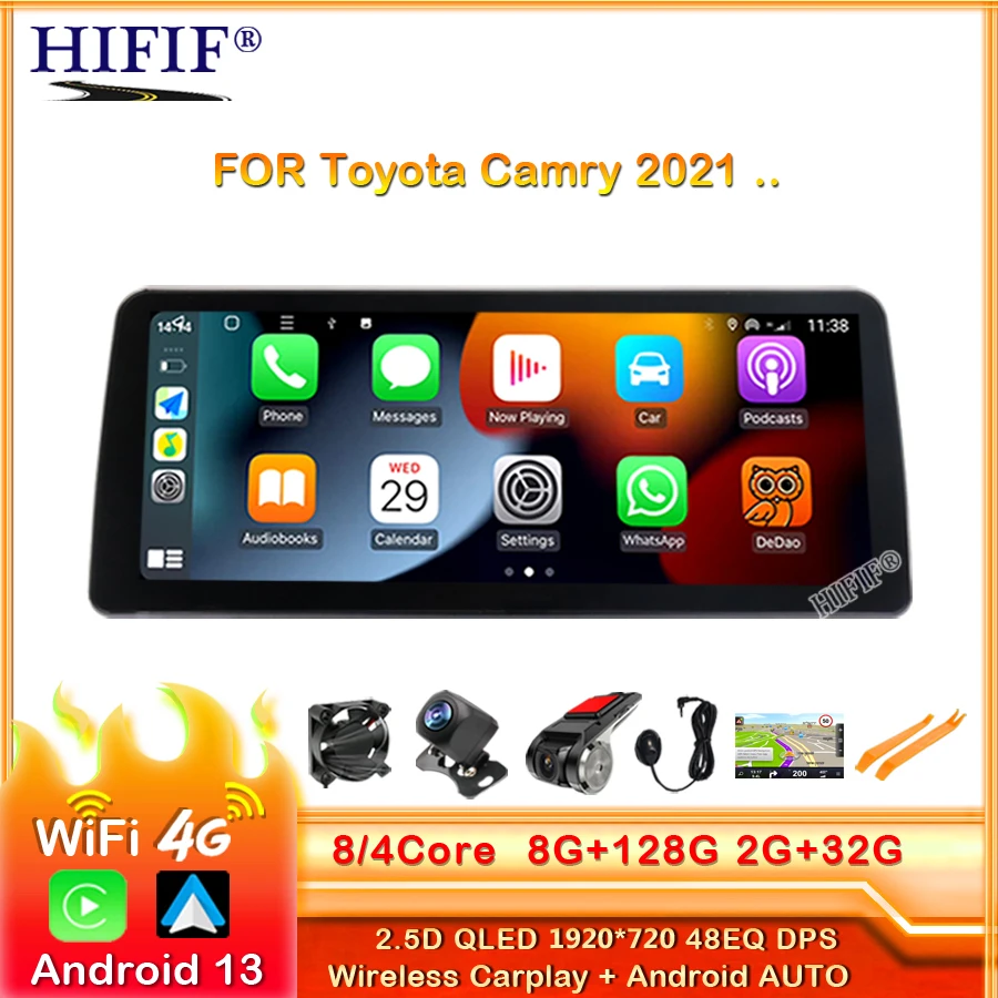 12,3-дюймовый Экран 8 + 128 Г Для Toyota Camry 2021 2022 Автомобильный Мультимедийный Видеоплеер GPS Навигация Радио Android 13 Carplay DSP Звук