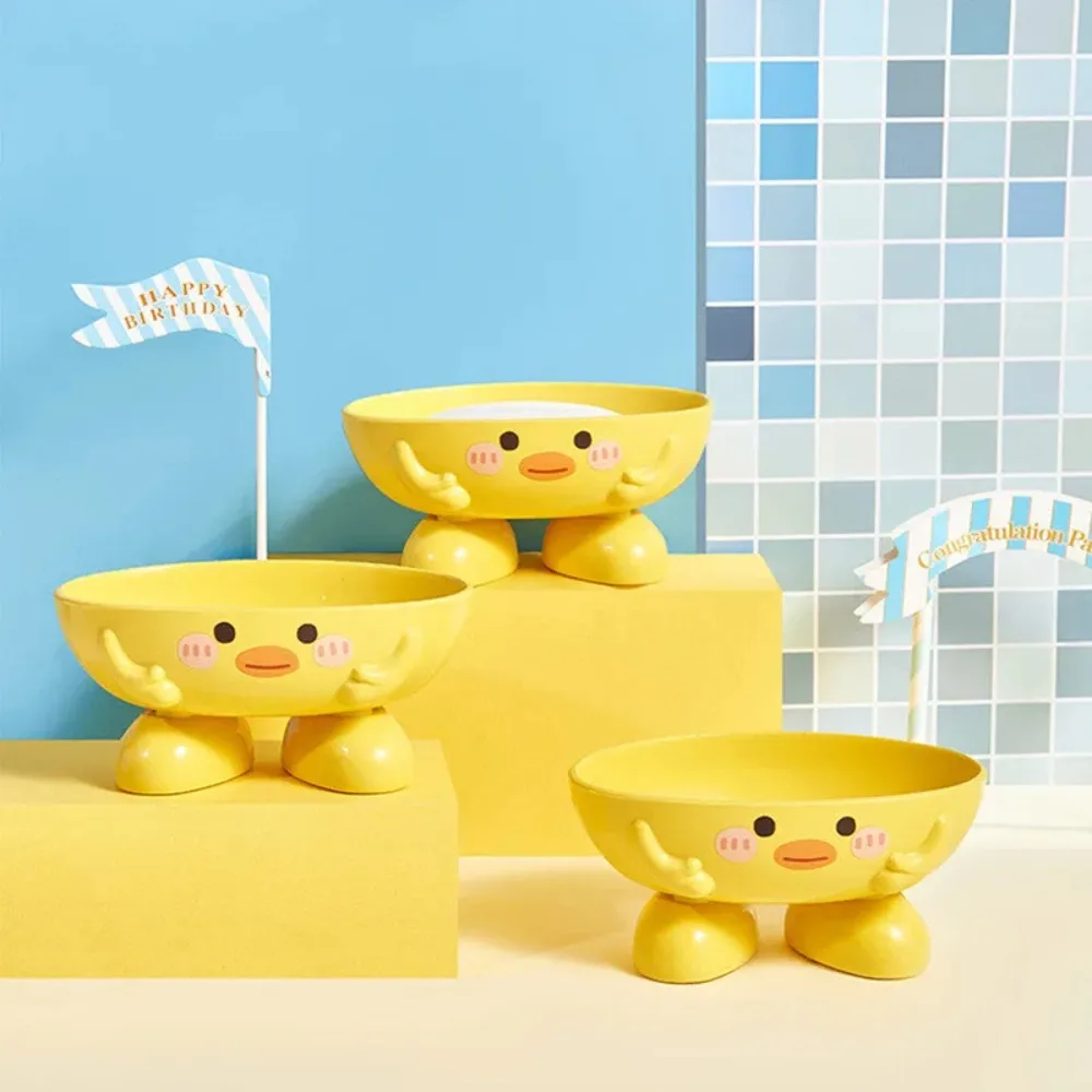 1ШТ Маленькая желтая утка мыльница для ванной комнаты Сливная мыльница Бытовой креативный держатель для мыла мультяшный утолщенный пластик