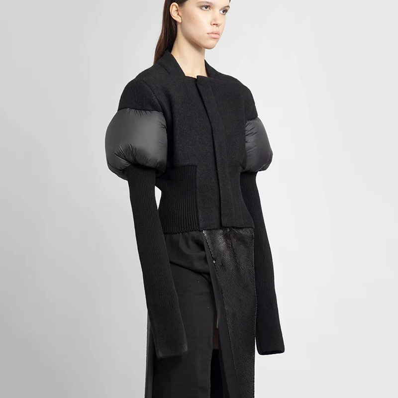 2023 новый зимний шерстяной пуховик сращивания женская куртка пальто модные универсальные высококачественные топы Корейский y2k 1