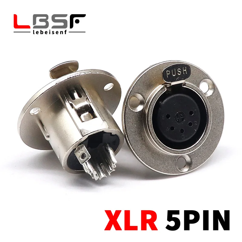 5-контактный Круглый Металлический разъем для монтажа на панели XLR-динамика Разъем Адаптера Аудиомикрофона