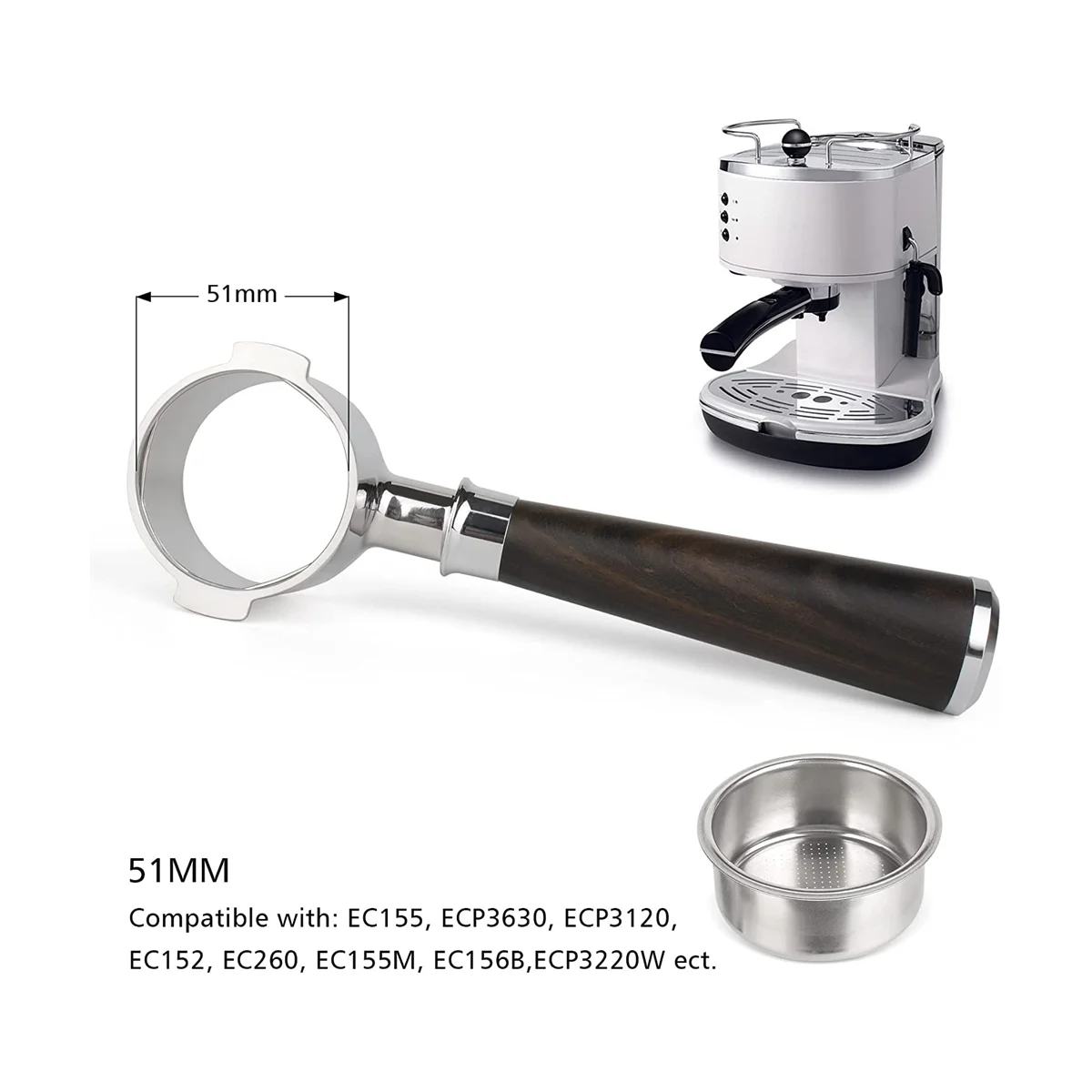 51-мм Переносной фильтр для ECP3420/EC155/BCO430/EC260, 51-мм Бездонный Переносной фильтр с ручкой в виде 2 ушей 1