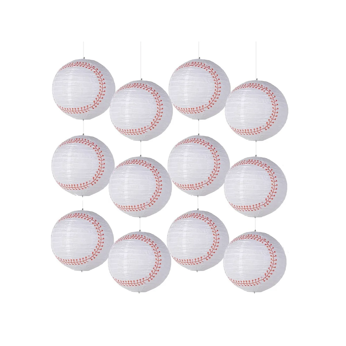 8-дюймовые бейсбольные бумажные фонарики для вечеринки спортивной команды, бейсбольный подвесной фонарь, украшения для софтбольной вечеринки, 12 предметов