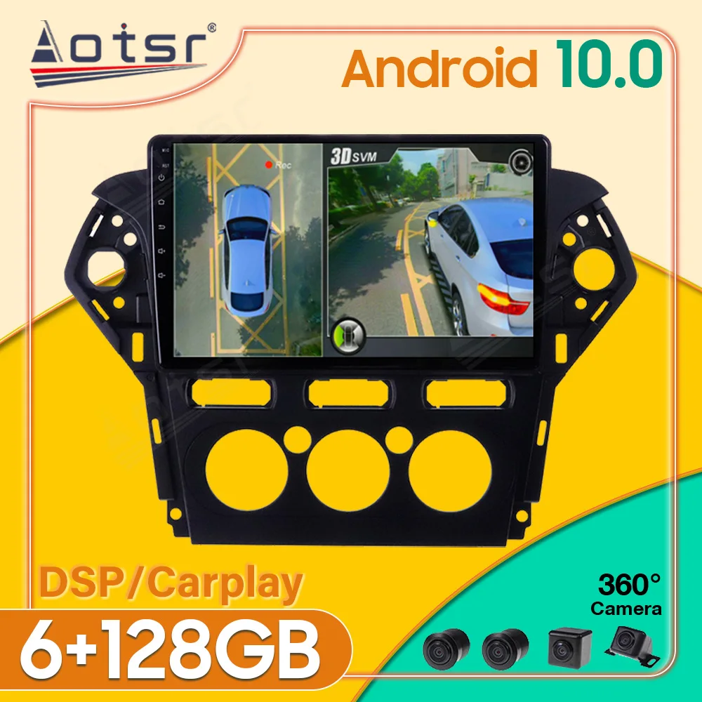 Android 10 6 + 128 ГБ Для Ford Mondeo MK4 2011-2013 360 HD Камера Автомобильный Мультимедийный Плеер Стерео Радио GPS Навигация Головное Устройство