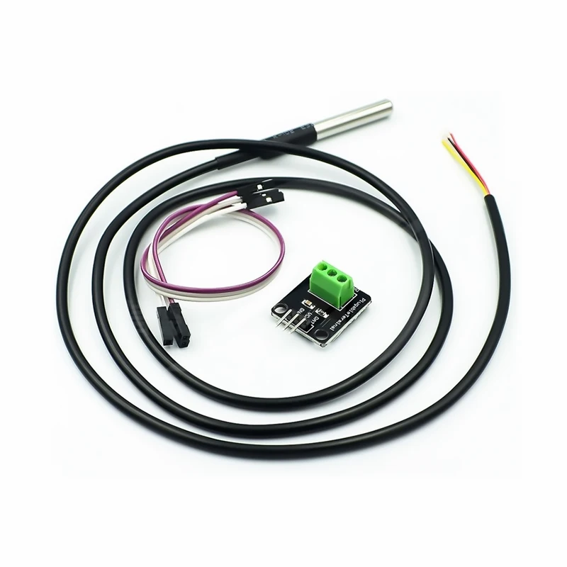 DS18B20 Комплект модуля датчика температуры Водонепроницаемый 100-сантиметровый цифровой кабель датчика, клемма датчика из нержавеющей стали, адаптер для Arduino