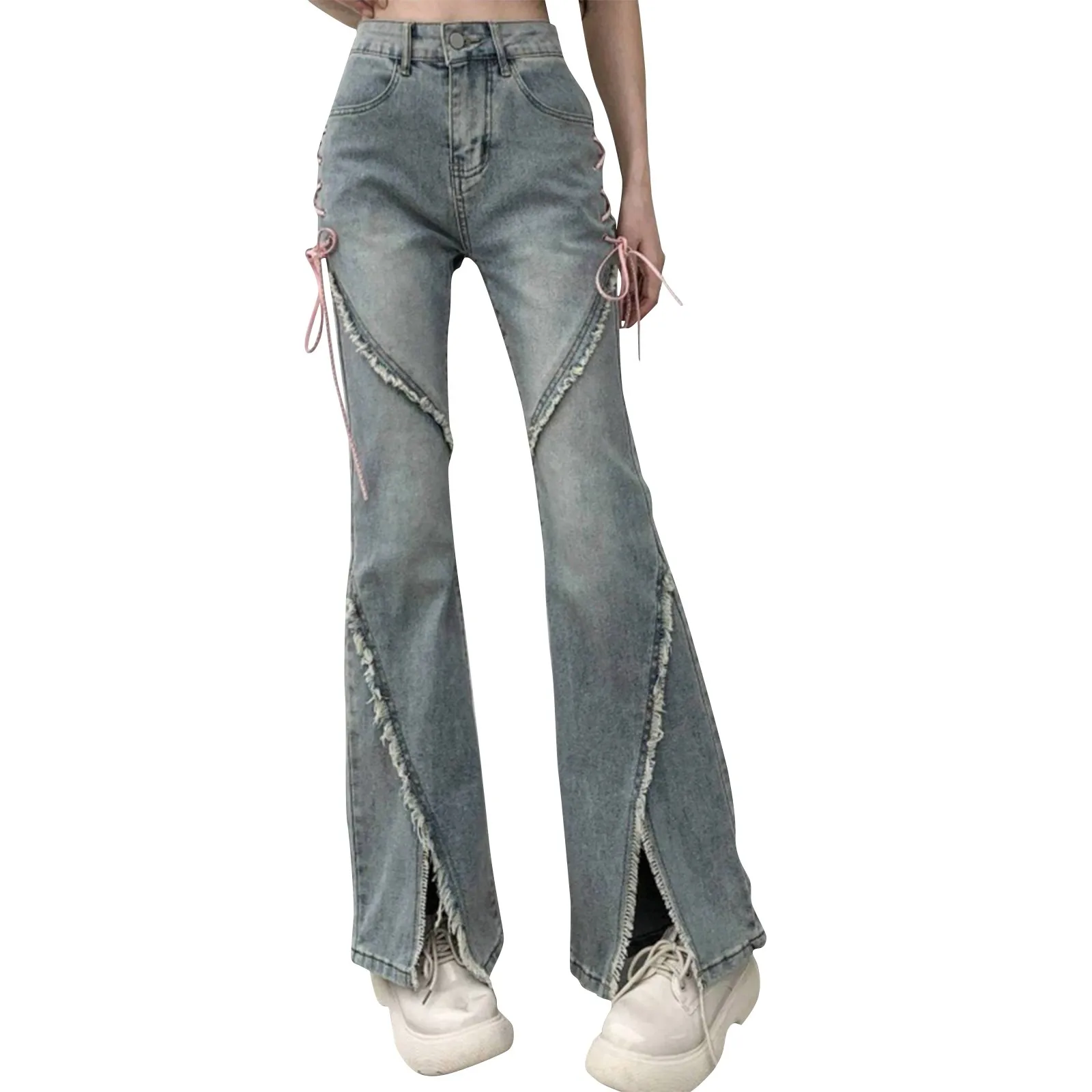 Fashion Women Slim Jeans Straight High Waist Casual Trousers брюки женские ensembles pantalons pantalones de mujer 여성가을옷 0