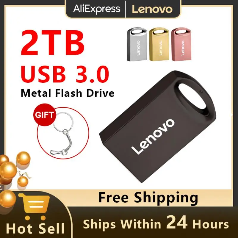 Lenovo Mini Pen Drive 2TB Pendrive Memory Портативный Водонепроницаемый USB-Накопитель Высокоскоростной USB 3.0 Металлический U-Диск Для Планшета Ноутбука