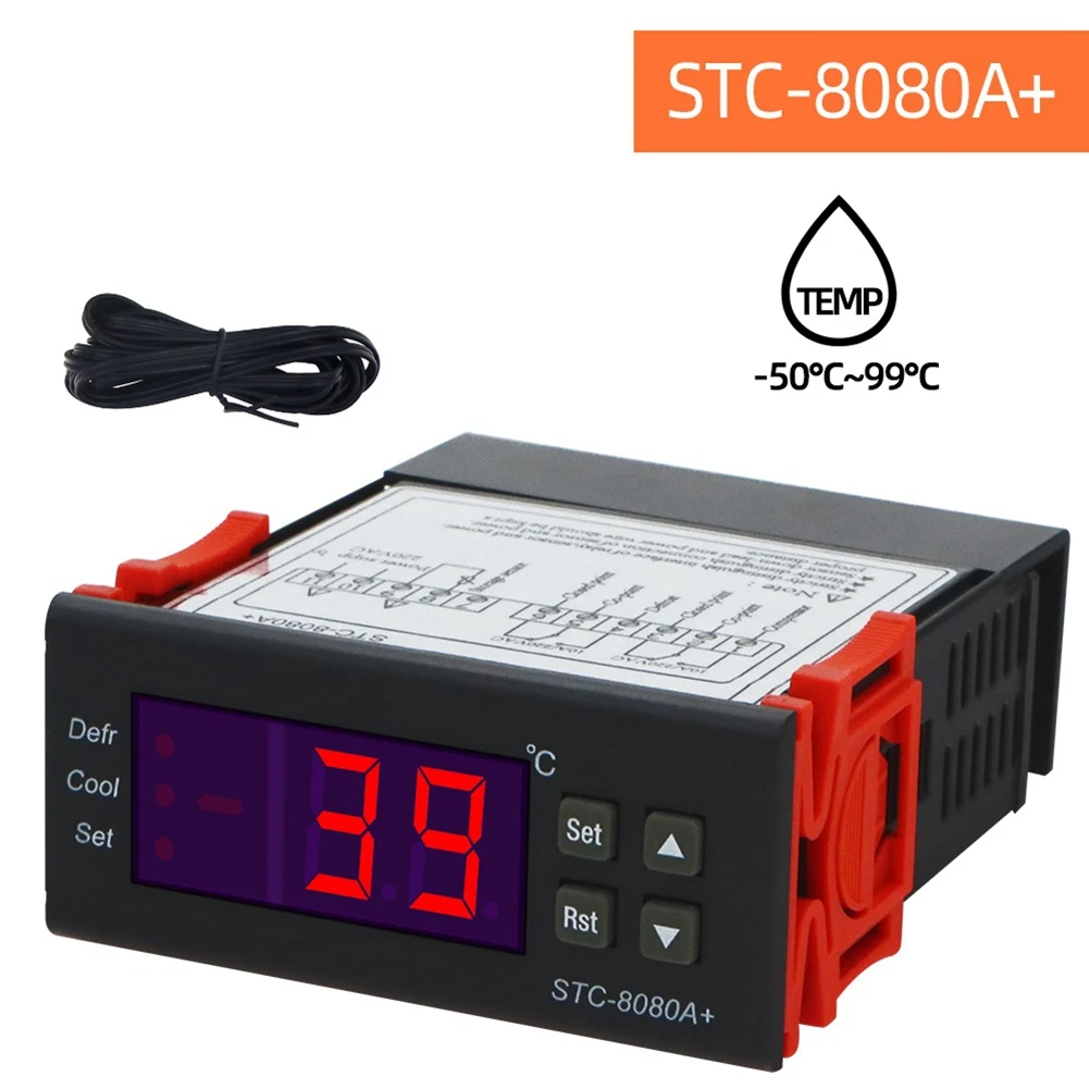 STC-8080A + Цифровой регулятор температуры, регулятор 220 В, датчик морозильной камеры, гигрометр 40%