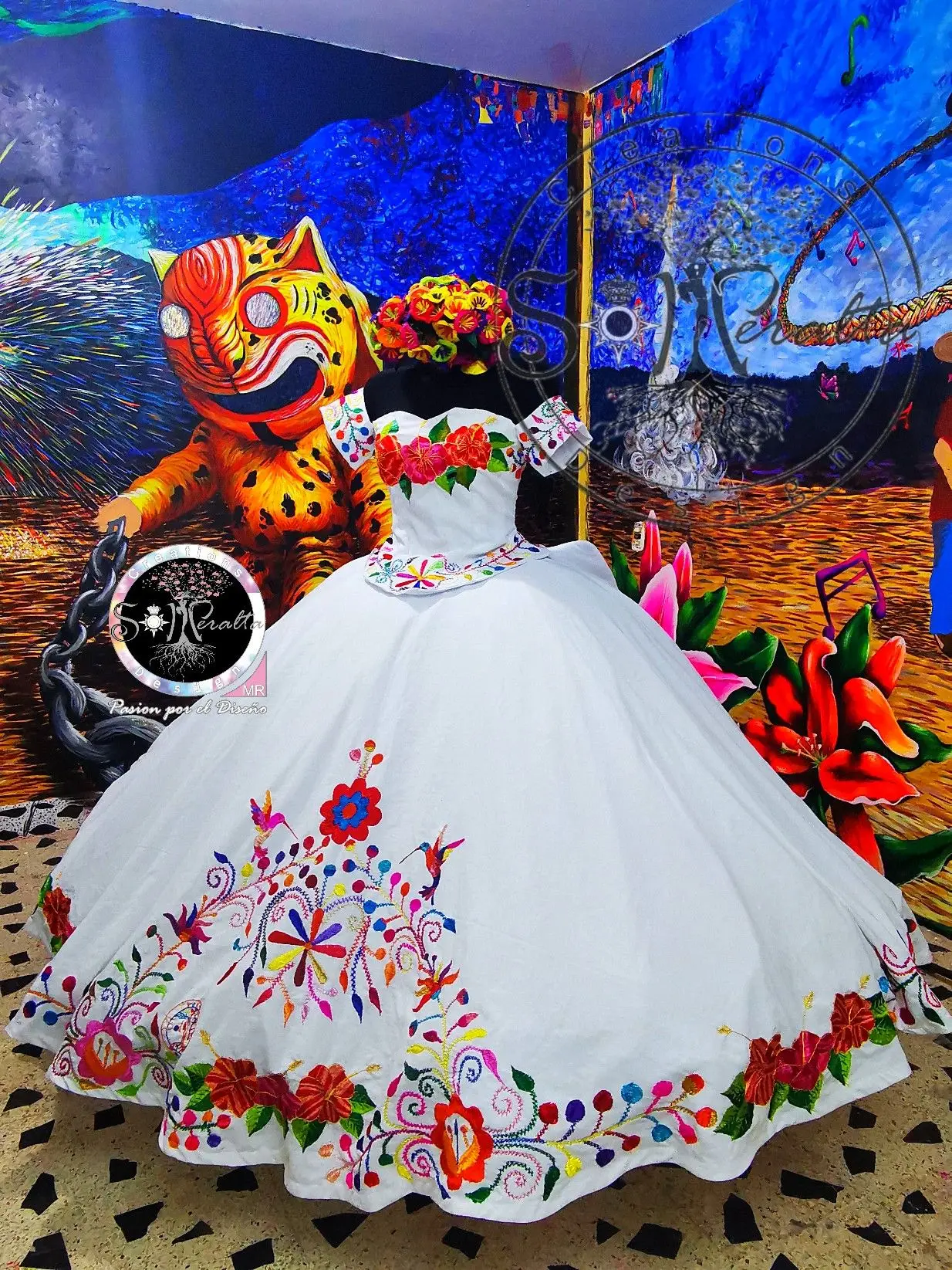 Белые платья Charro Quinceanera, Бальное Платье С Открытыми плечами, Пышная Мексиканская вышивка, Сладкие 16 Платьев, 15 Anos