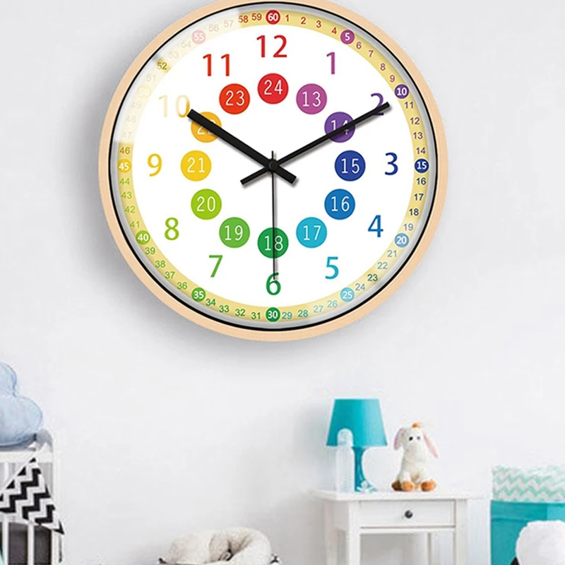 Бесшумные Не тикающие детские настенные часы на батарейках Красочные декоративные часы для детской спальни школьного класса