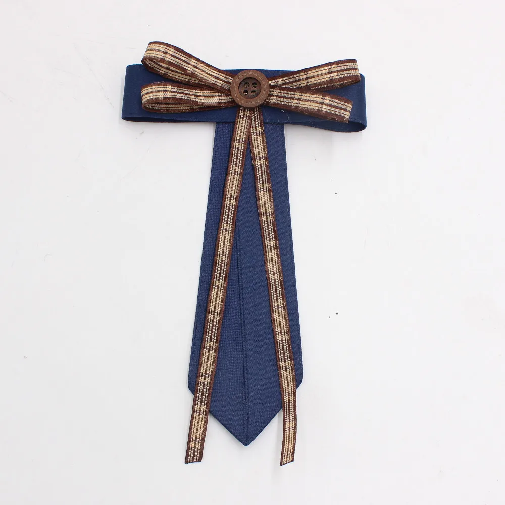 Винтажный галстук-бабочка для британских корейских женщин, Аксессуары для белой рубашки, воротник с цветочным рисунком в клетку, ленты, булавки для галстука-бабочки, подарок для женщин