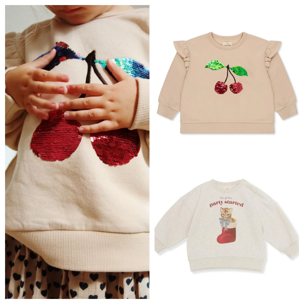Детский свитер 2023, осенний новый KS для маленьких девочек, милый пуловер с блестками и оборками, толстовки