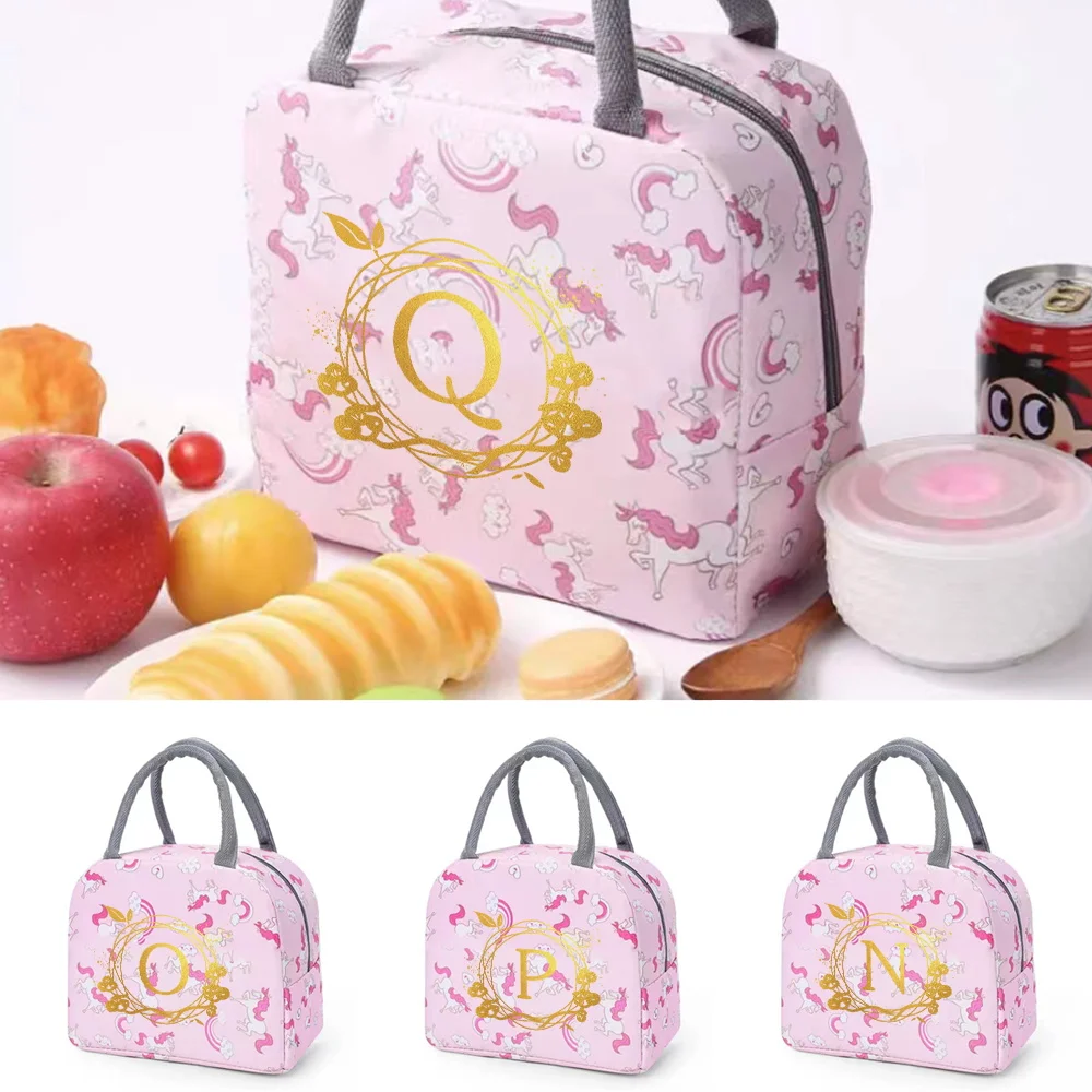 Изолированная сумка для ланча с принтом Венка, Переносная женская Термосумка для пикника с розовым Единорогом, контейнер для хранения продуктов, сумка для Бенто, сумка-тоут