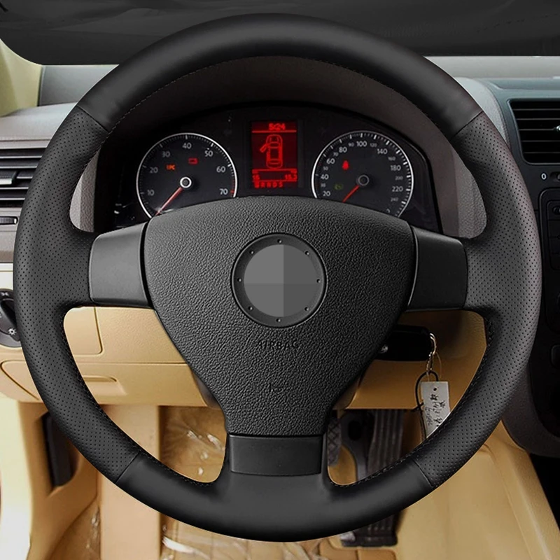 Индивидуальная крышка рулевого колеса автомобиля, Сшитая вручную, Нескользящие Автомобильные Аксессуары для Volkswagen Golf 5 Mk5 Passat B6 Tiguan 2007 - 2011