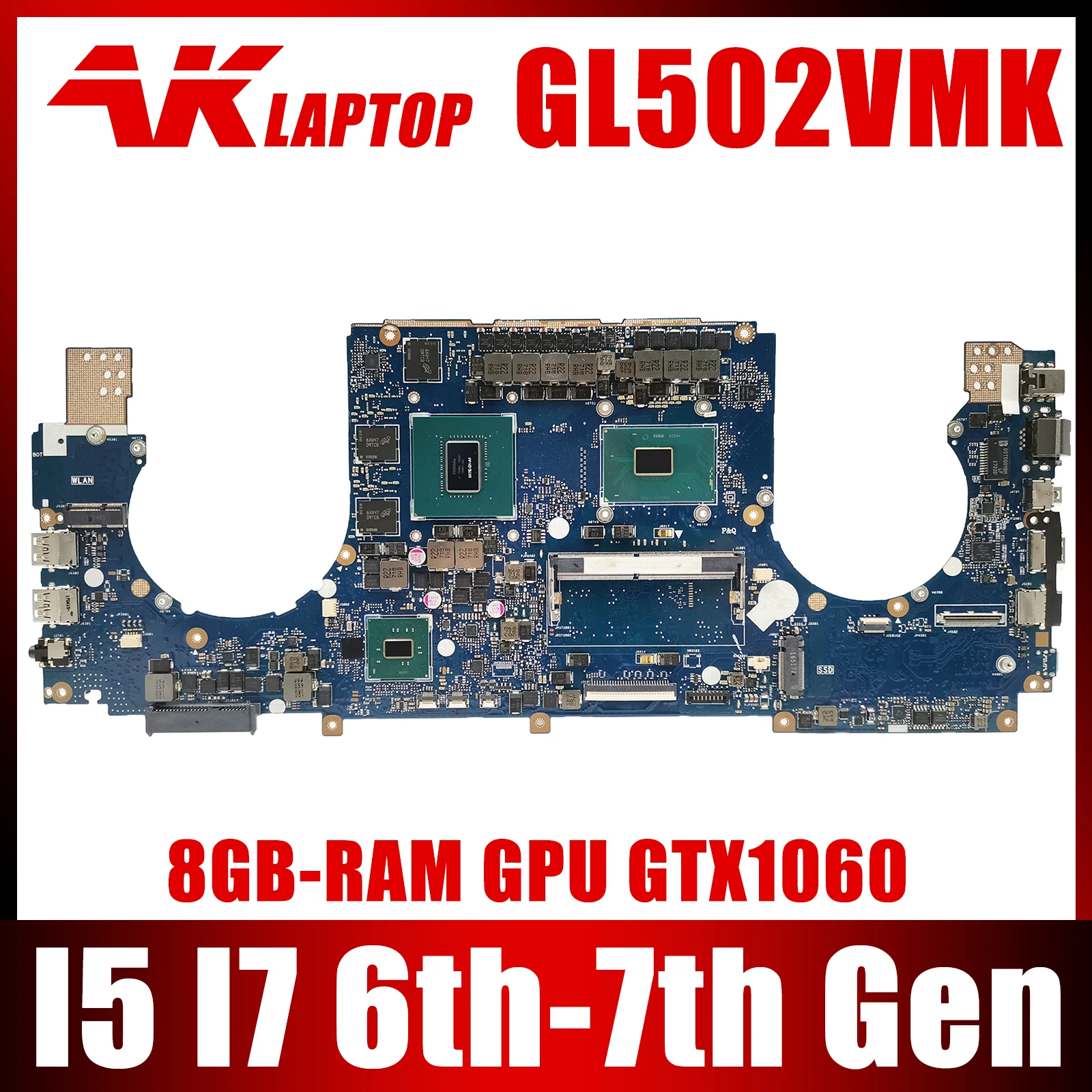 Материнская плата ноутбука S5VM S5V GL502VML GL502VMK GL502VMZ GL502VM GL502V FX502VM GL502 Материнская плата ноутбука I5 Или I7 8 ГБ оперативной памяти