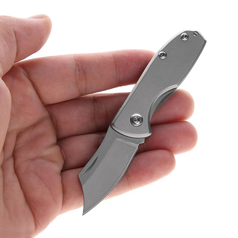 Мини-складной нож Маленький карманный нож из острой стали 440C с серой титановой рукояткой, нож для выживания на открытом воздухе, инструмент EDC
