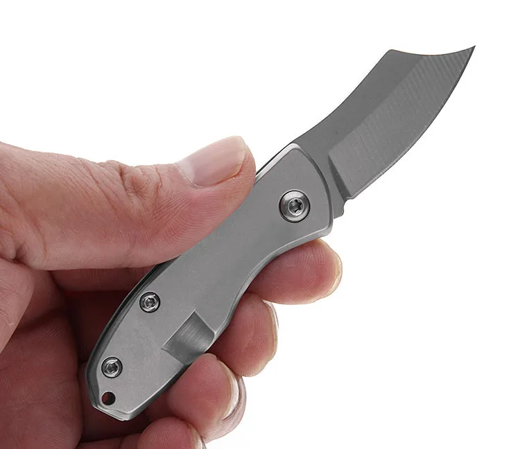 Мини-складной нож Маленький карманный нож из острой стали 440C с серой титановой рукояткой, нож для выживания на открытом воздухе, инструмент EDC 2