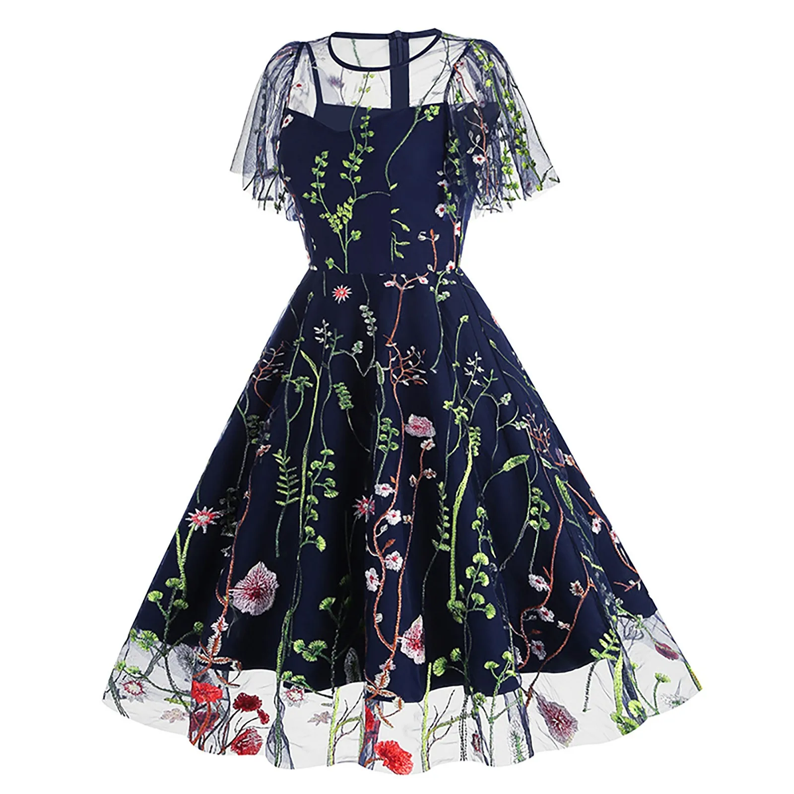 Модное платье с вышивкой, Двухслойное Сетчатое сращивание, винтажные вечерние платья с большими размахами, Vestidos De Fiesta Elegantes Para Mujer 2023 1