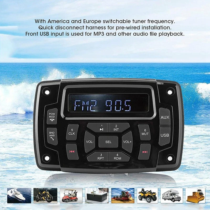 Морской Bluetooth-Приемник, MP3-Плеер, 12V FM AM-Приемник, Стереоприемник Для Морской Лодки Marine Stereo