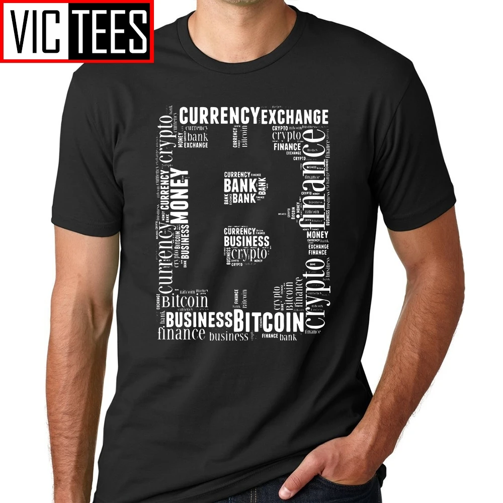 Мужские футболки С Логотипом Bitcoin Word Art Graphics, Футболки Для Подростков С Круглым воротником, Высокое Качество, Большой Размер