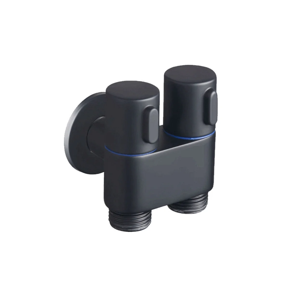 Настенный смеситель 1 на 2 выхода, поворотный угловой клапан, смеситель для ванной комнаты с двойным управлением для самоочистки (черный)