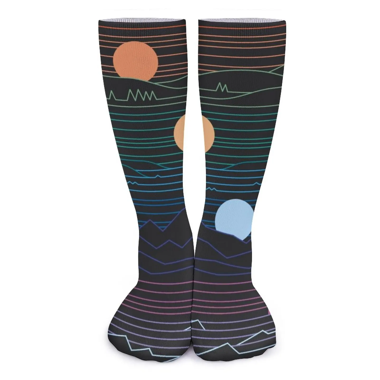 Носки с мультяшным рисунком Sun Line, чулки для отдыха с принтом Many Lands, качественные носки для скейтборда для девочек, Зимние нескользящие носки с принтом 0
