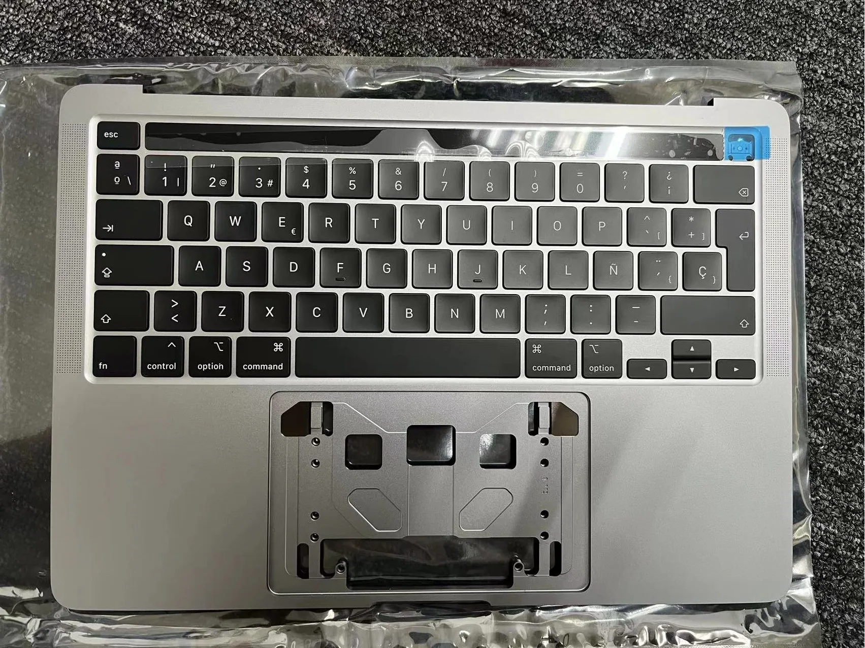 Ноутбук Серый верхний чехол для Macbook Pro A2251 Верхний чехол с Испанской клавиатурой с подсветкой и сенсорной панелью Серого цвета