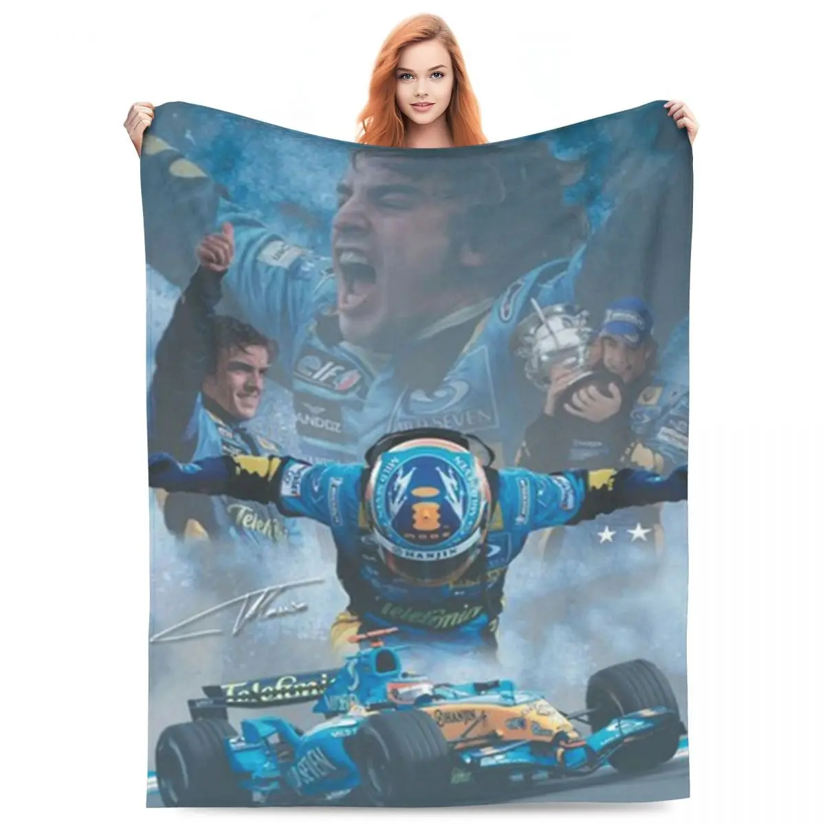 Одеяла с постерами Фернандо Алонсо, Бархатные Набивные Уютные Легкие Одеяла для кровати, Уличное одеяло