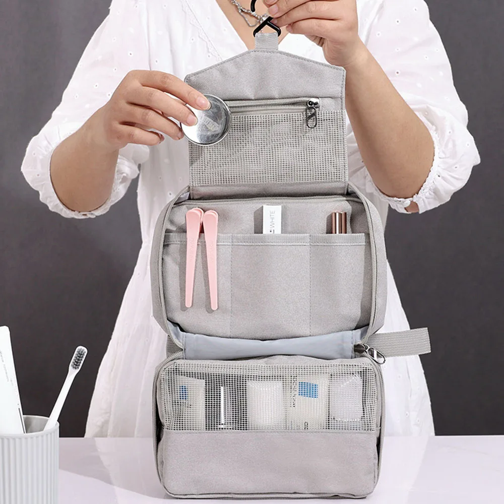 Однотонная сумка для туалетных принадлежностей с подвесным крючком, легкая косметичка для хранения дорожных принадлежностей