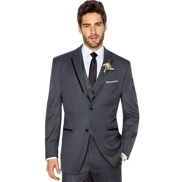 Официальные деловые серые мужские костюмы Свадебные, сшитые на заказ, мужской блейзер для выпускного вечера, 3 предмета в комплекте (пиджак + брюки + жилет + галстук)