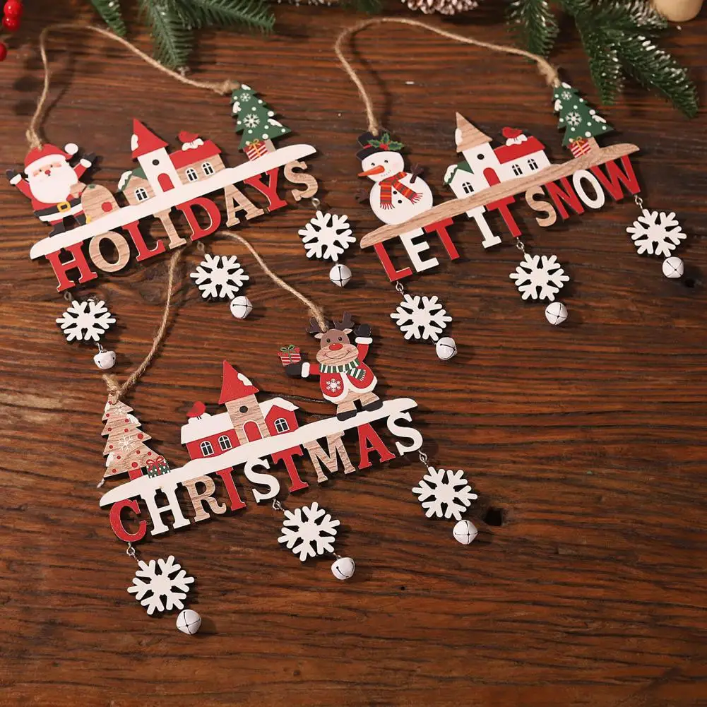 Подвеска Санта-Клауса, Очаровательные Рождественские деревянные подвески, Праздничные украшения в виде Санта-Клауса, Лося, снеговика с колокольчиками, поделки из смолы для дома своими руками