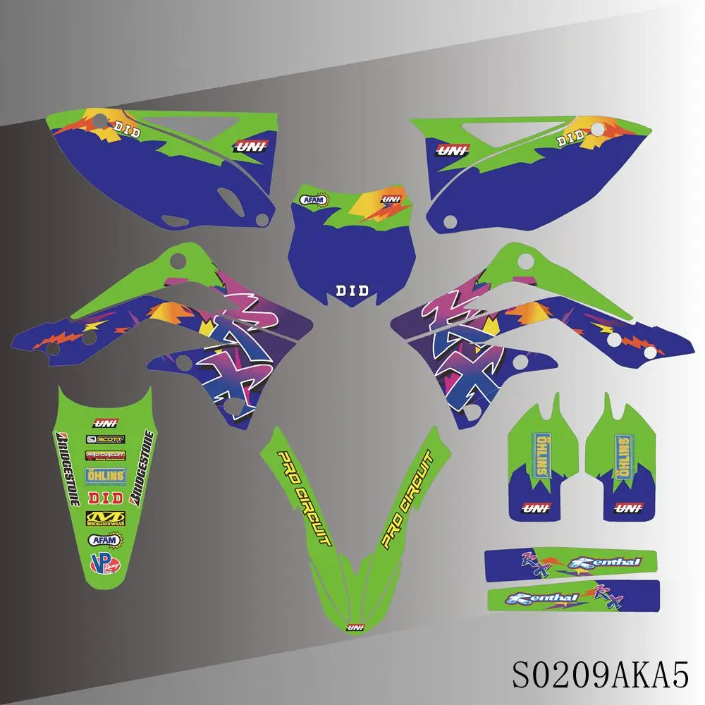 Полные графические наклейки Наклейки на фоне мотоцикла Пользовательский номер для KAWASAKI KXF 450 KXF450 KX 450F 2013 2014 2015