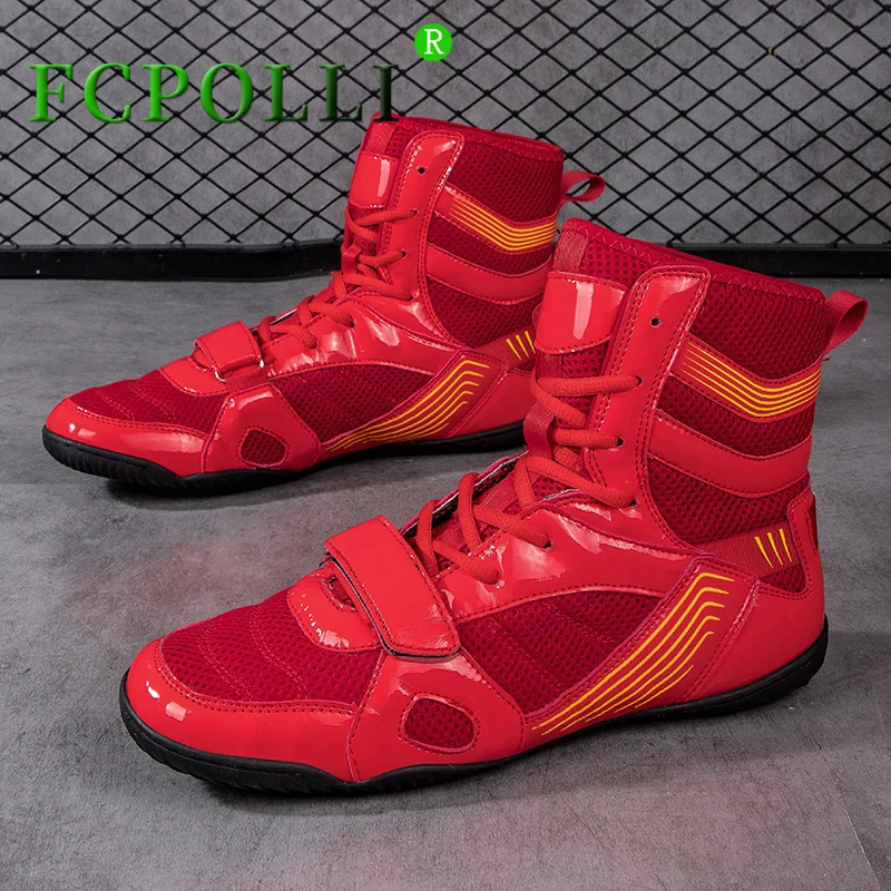 Профессиональная борцовская обувь унисекс, черные, красные спортивные туфли, мужские, женские, легкие боксерские ботинки, пары, пригодная для носки спортивная обувь для мальчиков