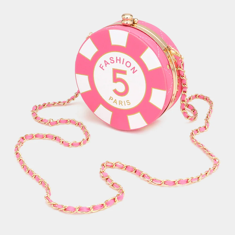 Розовая круглая сумка PARIS 5 через плечо, решетчатая стеганая сумочка на цепочке для девочек