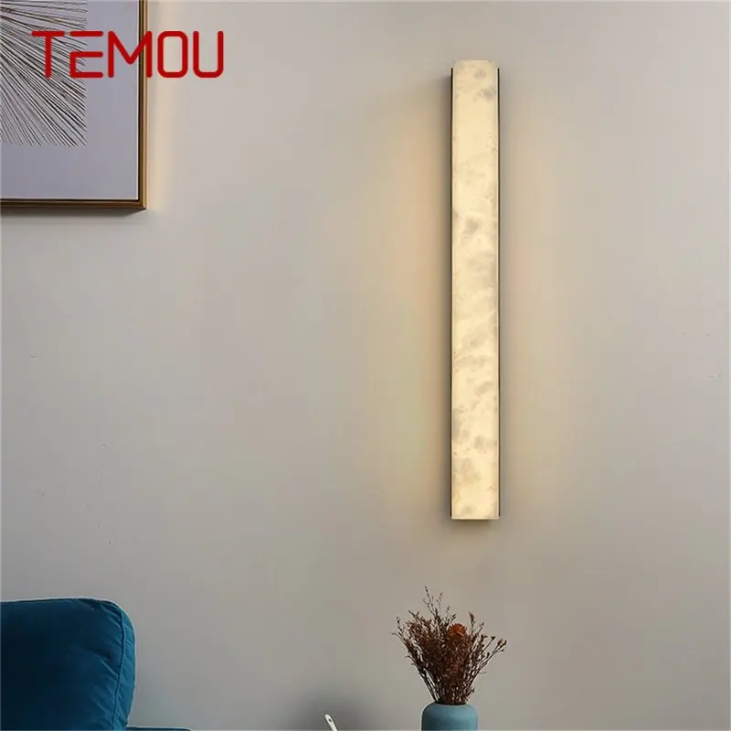 Современный бра TEMOU Brass для помещений, настенный светильник для спальни, роскошный Мраморный светодиодный светильник, балкон для домашнего коридора