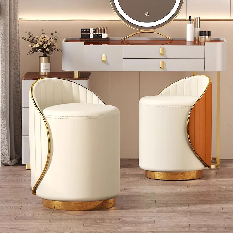 Табурет для макияжа для женщин и девочек, Вращающийся Золотой, симпатичный передвижной стул для туалетного столика в гостиной, современная белая мебель в скандинавском стиле, табурет для кабинета