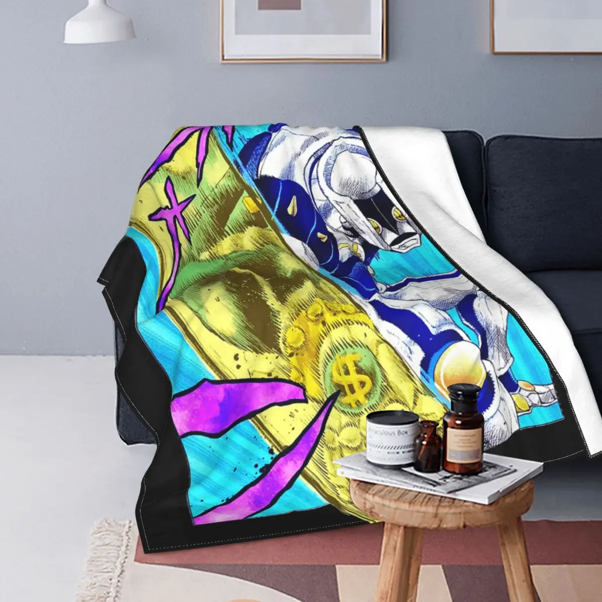 Фланелевое одеяло Jojo's Bizarre Adventure из аниме Jojos No Kimyou Na Bouken, потрясающие пледы для дивана, постельное белье, Лоскутное одеяло для гостиной