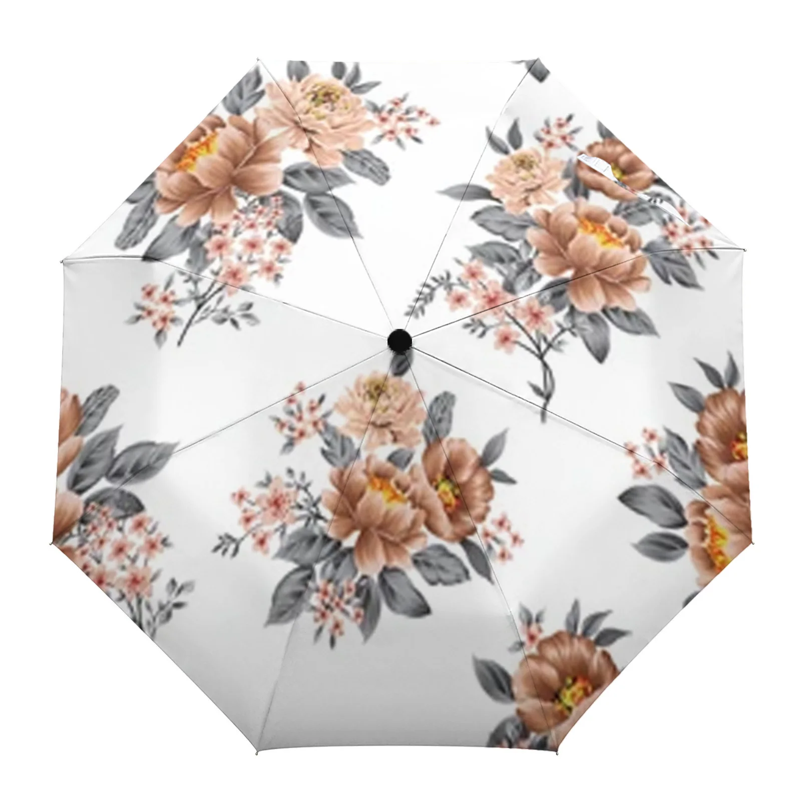 Цветы с серыми листьями Автоматический зонт Портативный складной зонт от солнца и дождя Женский зонт-зонт
