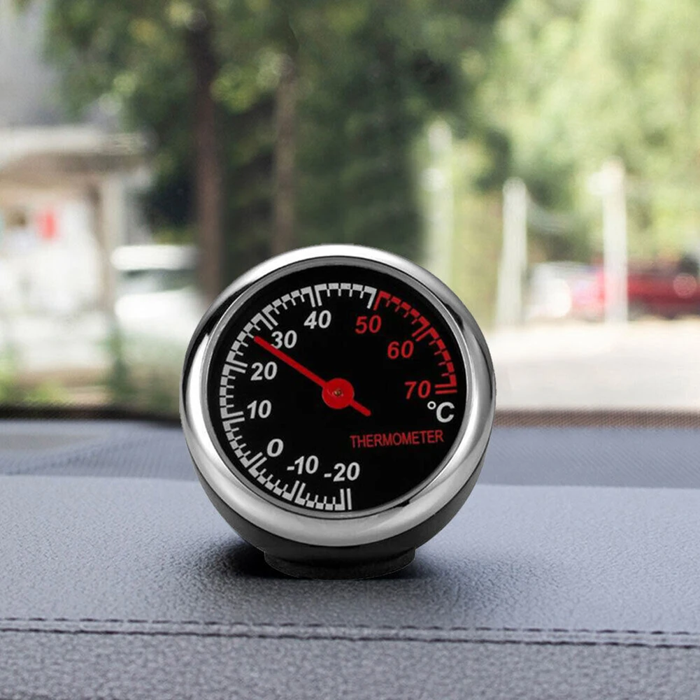 Цифровые часы-термометр для салона мини-автомобиля, измерители измерения, круглый высокоточный термометр для украшения приборной панели 1