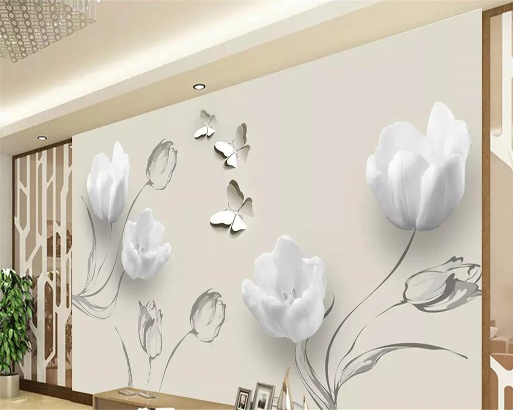 большая 3D фреска wellyu на заказ современная стильная минималистичная гостиная спальня тюльпан 3D телевизор гостиная спальня фоновые обои