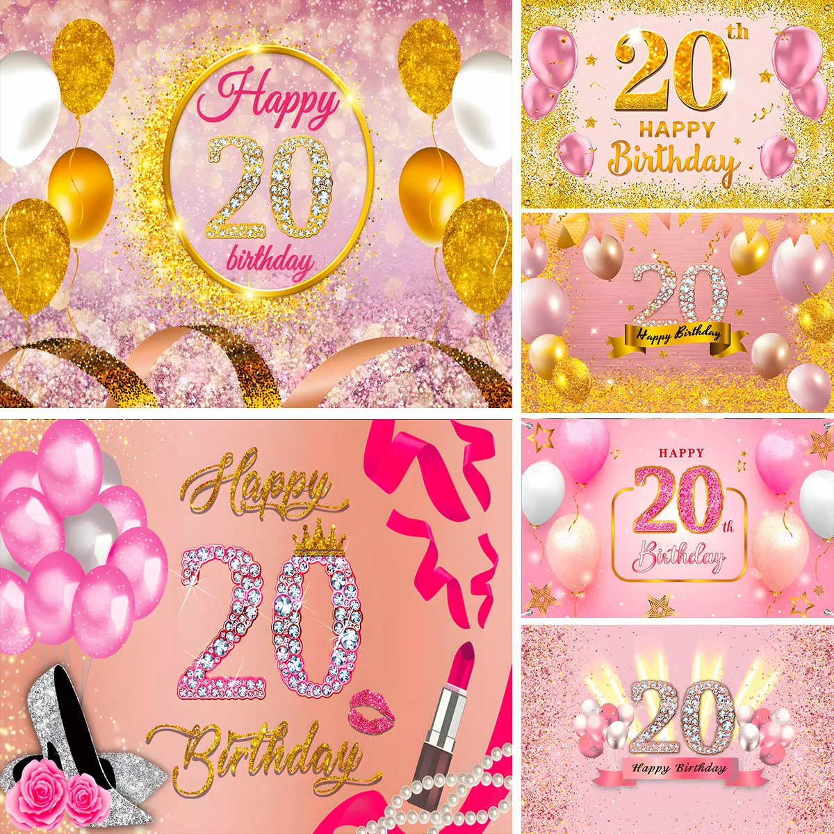 украшения на 20-летие для женщин, фон для вечеринки с 20-летием, баннер, плакат на годовщину 20-летия, Розовый фон