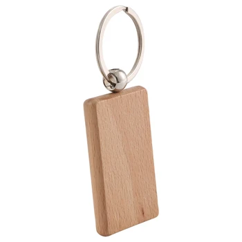 100 Пустой деревянный брелок для ключей с прямоугольной гравировкой, идентификатор ключа можно выгравировать САМОСТОЯТЕЛЬНО