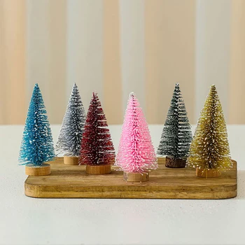 2023 Новая красочная 4шт Искусственная мини-Рождественская елка высотой 10 см, мини-рождественские Сосны, Рождественские украшения для дома
