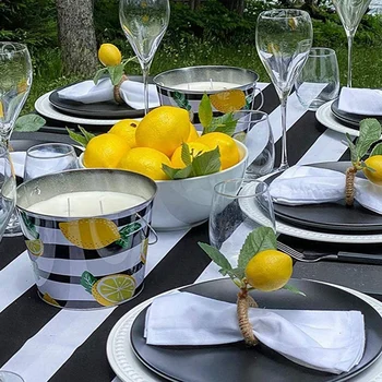 60ШТ Кольца для салфеток ручной работы, желтый искусственный Лимон с виноградной лозой, кольцо для салфеток на свадьбу, званый ужин, банкет, салфетка 2