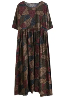 Anteef хлопчатобумажные винтажные платья с цветочным рисунком из хлопка с коротким рукавом для женщин, повседневное свободное длинное летнее платье, элегантная одежда 2023 2