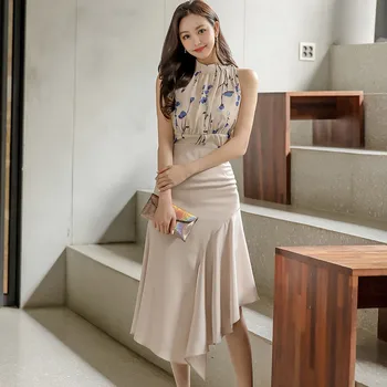 Высококачественный Новый Летний модный Корейский милый Элегантный комплект из 2 предметов, женский укороченный топ, рубашка, блузка, юбка, костюмы из двух частей