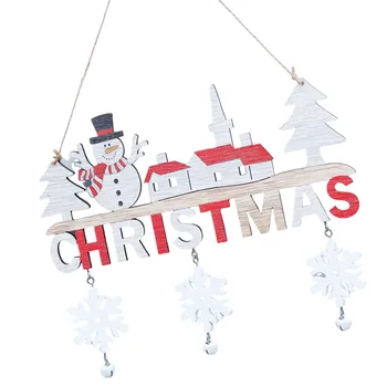 Деревянные украшения для Рождественской двери, Подвесные поделки, Санта-Клаус, Снежинка, Деревянные бирки для Рождественской елки, Дверная стена