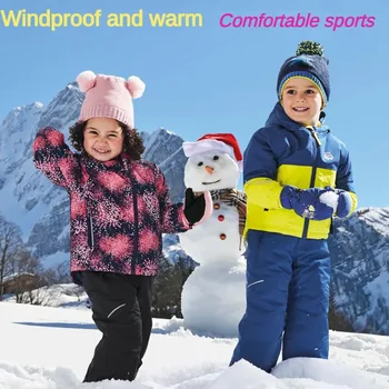 Зимний детский лыжный топ для мальчиков и девочек, ветрозащитное утолщенное теплое пальто, ветрозащитное и водонепроницаемое хлопковое пальто 내셔널지오그래픽