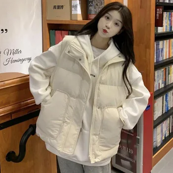 Зимняя хлопчатобумажная одежда, сохраняющая тепло, жилет, пальто студенток в корейском стиле, свободная универсальная одежда в стиле колледжа, Уличная одежда BF из хлопка