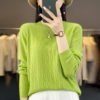 Кашемировый свитер, Женские вязаные свитера, пуловеры с круглым вырезом и длинными рукавами, весенне-осенний джемпер, верхняя одежда, женский